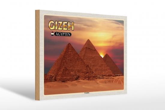 Holzschild Reise 30x20 cm Gizeh Ägypten Pyramiden Geschenk Schild wooden sign